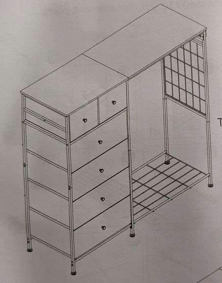 SIMPLE DELUXE Storage Clothes Rack w/ 6 Drawers, 49.2x15.7x47.2" | Open Box | (See Condition Notes)