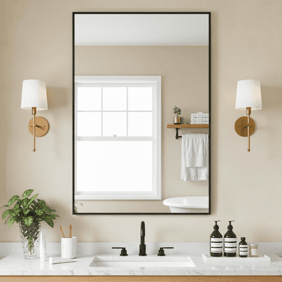 Javascript The Missing Manual FICTOR Wall-Mounted Framed Rectangular Mirror, 24 x 36