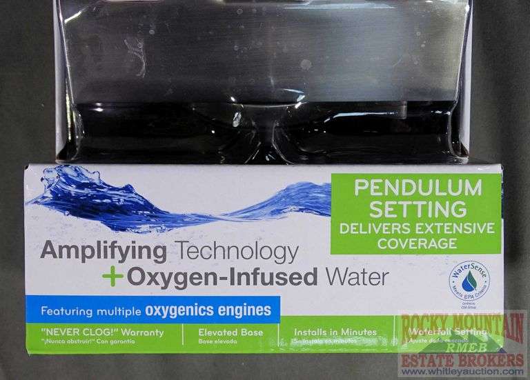 New Oxygenics Evolution Rain Shower Head. Waterfall setting provides a