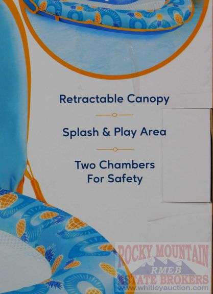 2 New Adjustable Seat Baby Floats W/ Retractable UPF-50 Canopies. 2 times the money.  Total price is quantity times bid price.