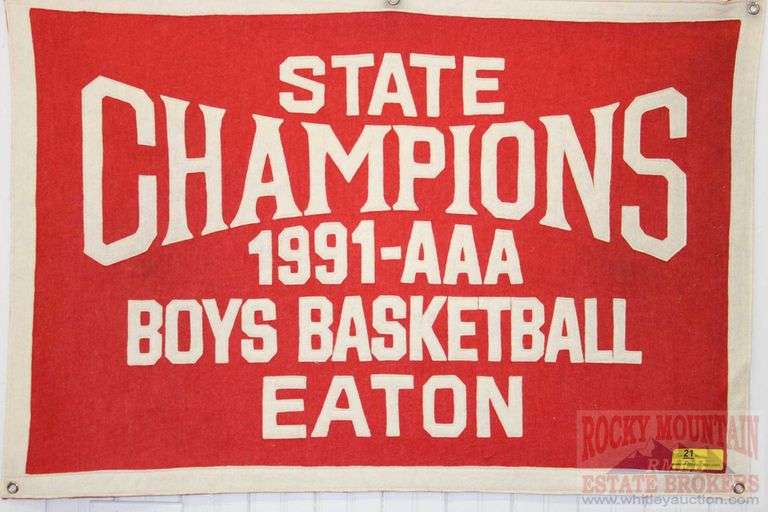 BOYS BASKETBALL STATE CHAMP 1991 CLASS AAA, FROM EATON, COLORADO SCHOOLS.  24" x 36"