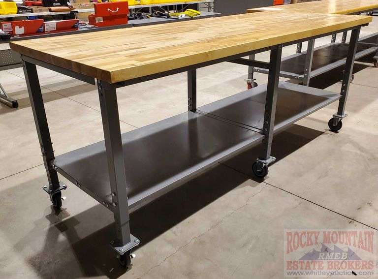 U-Line Heavy Duty Roll Around Work Bench W/ Butcher Block Top, 6 ...