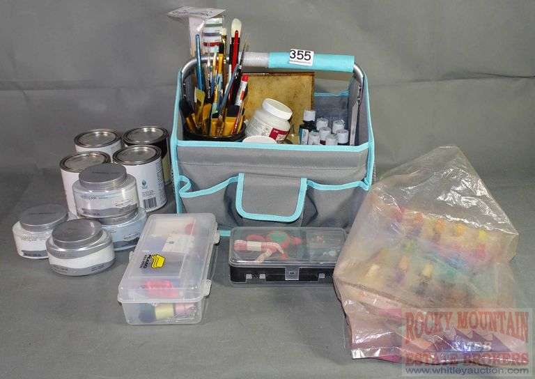 Nice Tote W/ Tons of Paintbrushes, Craft & Other Pants, Pastels, Sewing Kits & More. All for one money.