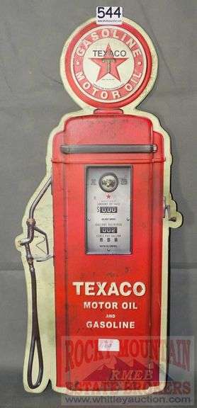 Very Cool Texaco Gas Pump Embossed Tin Sign, 23.5" high.