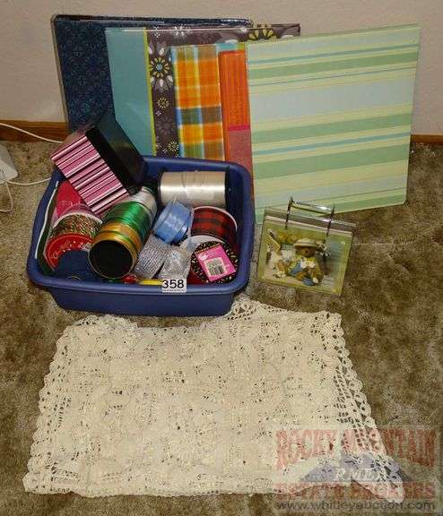 Asst. Like New Photo Albums, Lace Runner, Ribbon & More. All for one money.
