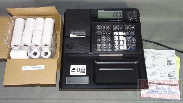 Nice Lightweight Casio SM-1277 Cash Register W/ Key & Extra Adding Machine Tape. This powers on.