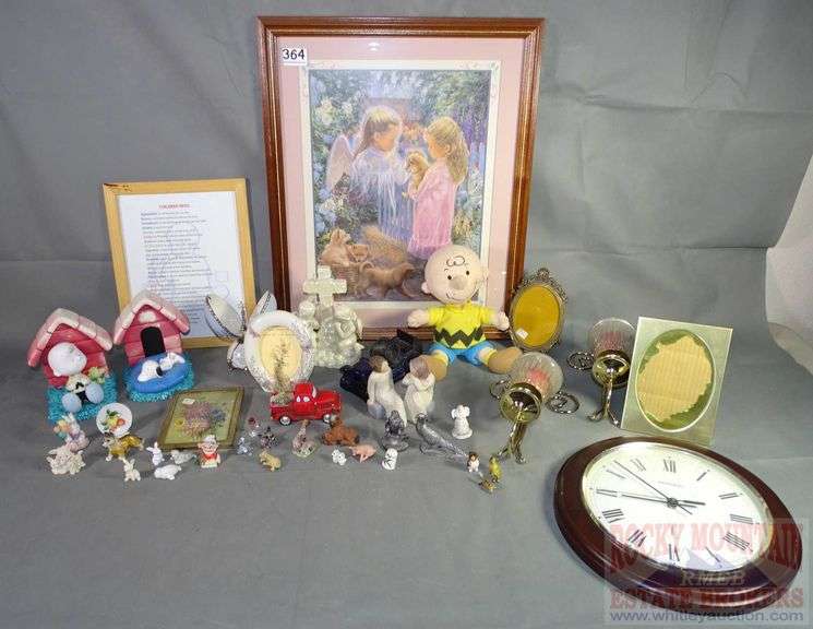 Framed Print, Wall Clock, Snoopy Bookends, Glass & Composition Mini Figurines & More. All for one money.