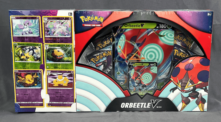 Brand New Collectible Pokémon "Orbeetle" V-Box Trading Card Game.  This is brand new & sealed in plastic.