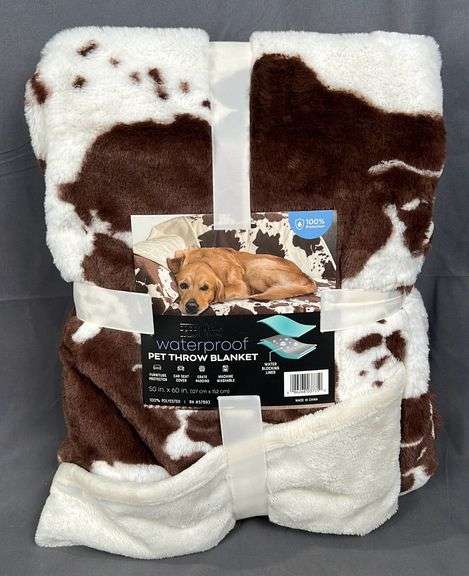 Brand New Cow Hide Look, Waterproof Pet Throw Blanket, 50"x60". This is great as a furniture protector, car seat cover, crate padding & more. Machine Washable.