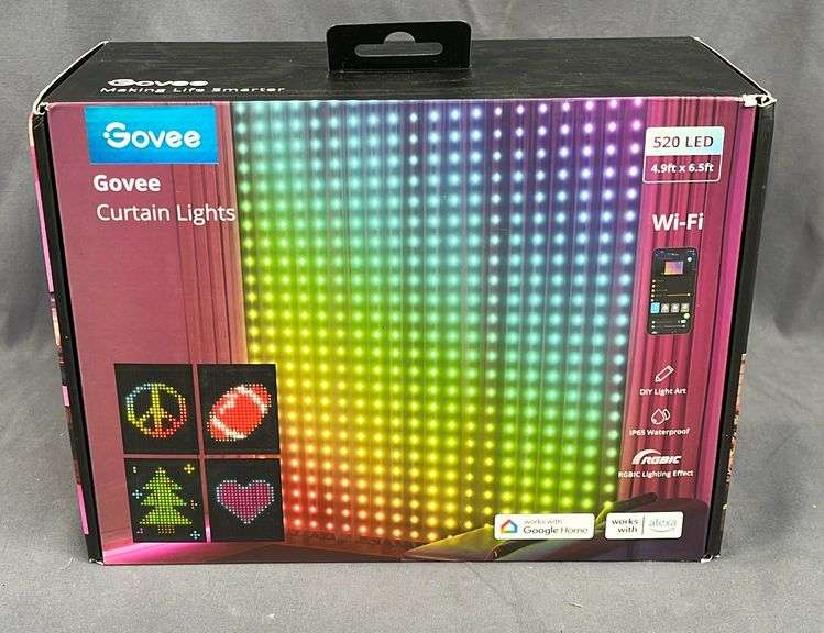 New, Super Cool GoVee LED Curtain Lights. These work with goggle home & alexa. 4.9'X6.5'