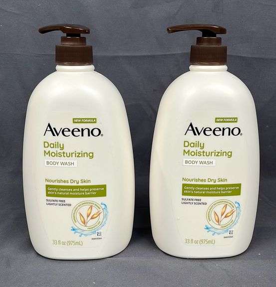 2 New 33 ounce bottles of Aveeno Daily Moisturizing Body Wash. 2 times the money. Total bid is quantity times bid price.