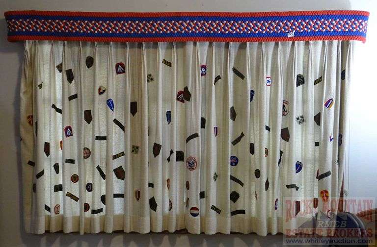 2 Sets Of Curtains W/ Lots Of US Military Patches.  All for one money.