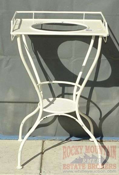 White Wrought Iron Wash Stand For Pitcher And Bowl. 32"X19"X16"