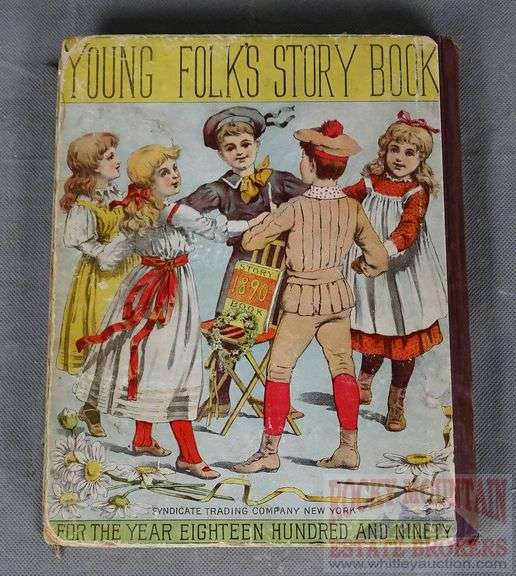 1890 "Young Folks Story Book for 1890" Hard Cover Book W/ Lots of Black & White Plates.