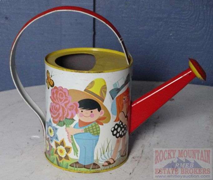 Vintage Chein Child's Watering Can W/ Children Playing Decoration.
