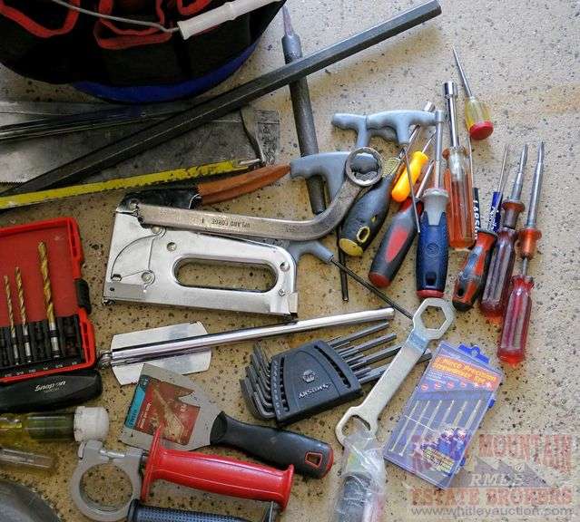 5-Gallon Bucket W/ Bucket Buddy, Hand Saws, B&D Drill, Screw Drivers, Tool Handles & More.  All for one money.