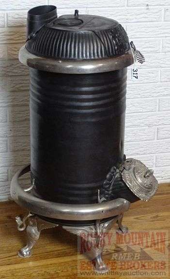 Cole's "Hot Blast" No 12A Antique Coal Burning Parlor Stove W/ Owl & Serpent Decorated Feet.