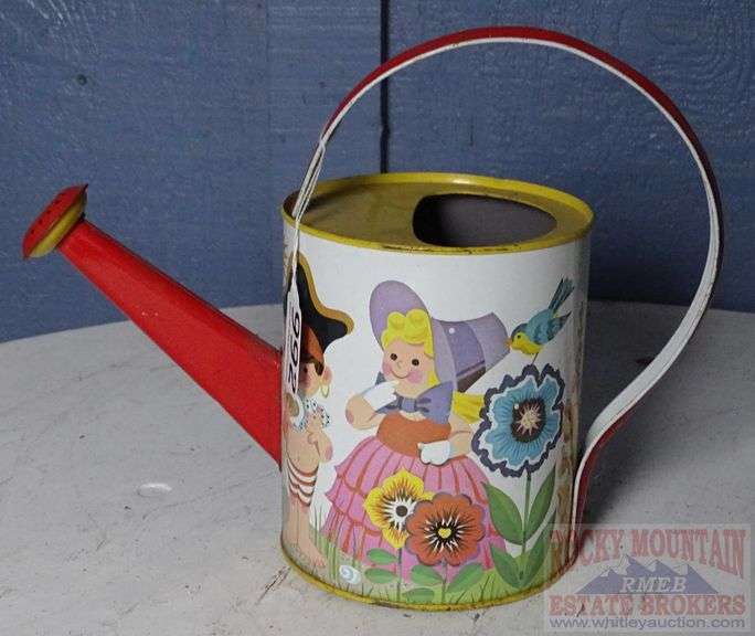 Vintage Chein Child's Watering Can W/ Children Playing Decoration.