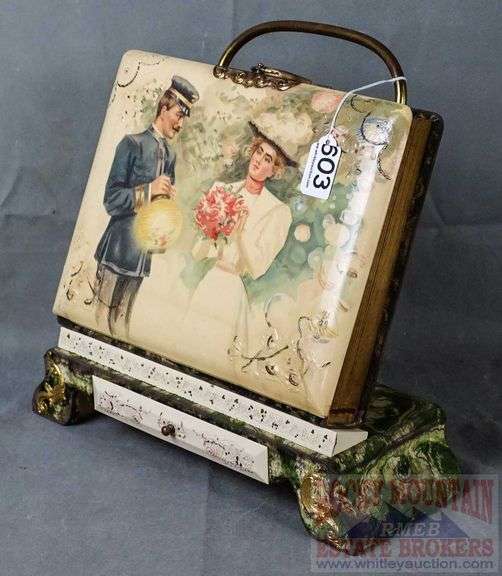 Excellent Victorian Photo Album W/ Beautiful Celluloid Cover, Brass Accents & LOTS of Photos. There are extra photos in the drawer.