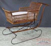 Very Hard to Find Victorian Wicker Push Sled W/ Parasol. The wicker and parasol are both in very good condition. This is a hard to find piece. Come check it out in person. 32"x46"x16.5".