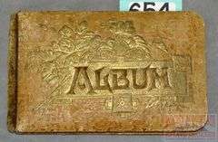 Small Victorian Autograph Album W/ Embossed Leather Cover & Some Entries, 4"x6".