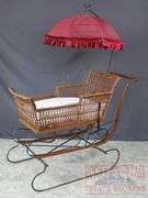 Very Hard to Find Victorian Wicker Push Sled W/ Parasol. The wicker and parasol are both in very good condition. This is a hard to find piece. Come check it out in person. 32"x46"x16.5".