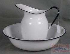 Vintage Enamel Wash Stand Set W/ Pitcher & Bowl & Chamber Pot. All for one money.
