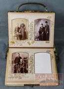 Excellent Victorian Photo Album W/ Beautiful Celluloid Cover, Brass Accents & LOTS of Photos. There are extra photos in the drawer.