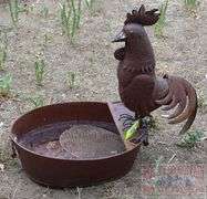 Neat Folk Art Style Crow Table Top Fountain W/ Aged Finish & Pump, Untested. 25"x 28"x14.5".