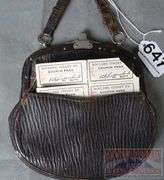 Vintage Leather Clutch W/ Boulder Street Railway Coupon Passes. Clutch is 7" High.