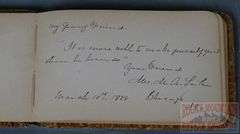 Small Victorian Autograph Album W/ Embossed Leather Cover & Some Entries, 4"x6".