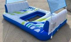 Intex 4-Person Inflatable Island Float W/ Removable Canopy, Built-In Backrests, Mesh Bottom & 4 Cup Holders, 8'x69".