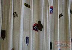 2 Sets Of Curtains W/ Lots Of US Military Patches.  All for one money.