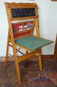 Vintage "Happi-Time" Educational Blackboard W/ Fold Down Chalkboard, Rack to Hold Your Supplies & Educational Paper Scroll. This all folds up for storage and the scroll is in great condition.