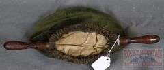 Victorian Velvet Church Collection Bag W/ Wooden Handles. There appears to have paint on one side, 9" High.