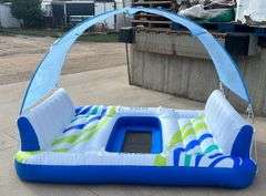 Intex 4-Person Inflatable Island Float W/ Removable Canopy, Built-In Backrests, Mesh Bottom & 4 Cup Holders, 8'x69".