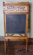 Vintage "Happi-Time" Educational Blackboard W/ Fold Down Chalkboard, Rack to Hold Your Supplies & Educational Paper Scroll. This all folds up for storage and the scroll is in great condition.