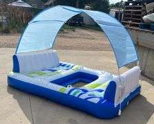 Intex 4-Person Inflatable Island Float W/ Removable Canopy, Built-In Backrests, Mesh Bottom & 4 Cup Holders, 8'x69".