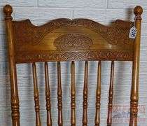 Beautiful Antique Oak Pressed Back Rocking Chair W/ Turned Spindles & Cane Seat.
