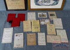 "God Bless Our School" Framed Print, Framed School Certificate from 1916 & Asst. Vintage Report Cards & More.  All for one money.