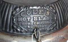 Cole's "Hot Blast" No 12A Antique Coal Burning Parlor Stove W/ Owl & Serpent Decorated Feet.