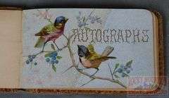 Small Victorian Autograph Album W/ Embossed Leather Cover & Some Entries, 4"x6".