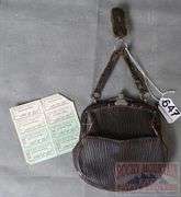 Vintage Leather Clutch W/ Boulder Street Railway Coupon Passes. Clutch is 7" High.