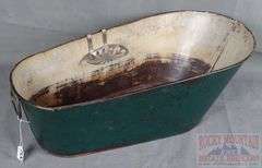 Cute Vintage Tin Baby Bath Tub W/ Removable Soap Dish, 9.5"x28"x14".