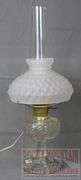 Vintage Electrified Lincoln Drape Oil Lamp With Glass Shade And Chimney.  28" High.