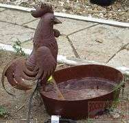 Neat Folk Art Style Crow Table Top Fountain W/ Aged Finish & Pump, Untested. 25"x 28"x14.5".