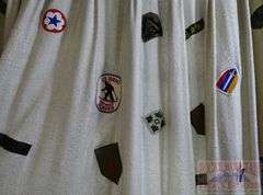 2 Sets Of Curtains W/ Lots Of US Military Patches.  All for one money.