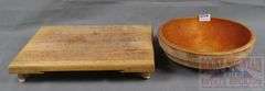 Neat 12" Wooden Serving Bowl & Cutting Board. Both for one money.
