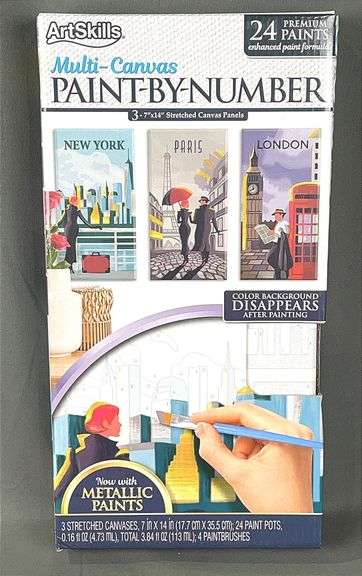 Brand New ArtSkills Multi-Canvas Paint By Number "Travel The World" W/ Metalic Paint.