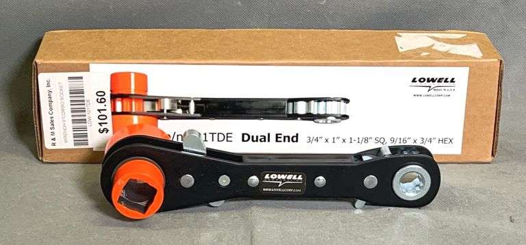 Brand New Lowell Dual End 9" Combo Socket 3/4"X1"X1 1/8" Sq. 9/16"X3/4" Hex.